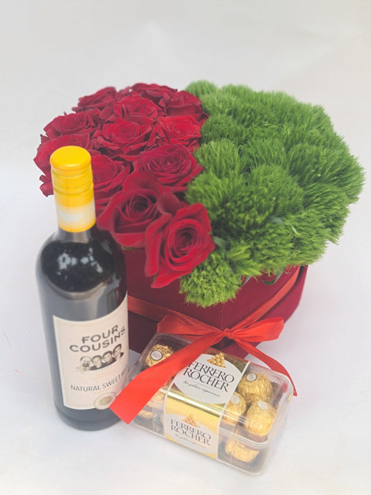 BOX OF LOVE WITH WINE AND CHOCOLATE